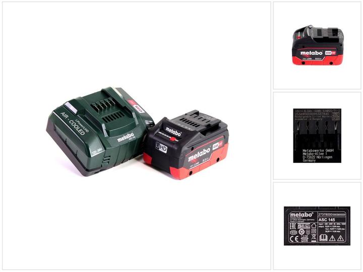 Actual product image Metabo Battery base set 18V with 1x battery LiHD 8,0Ah ( 625369000 ) + charger ASC 145 ( 627378000 ) (18 V)