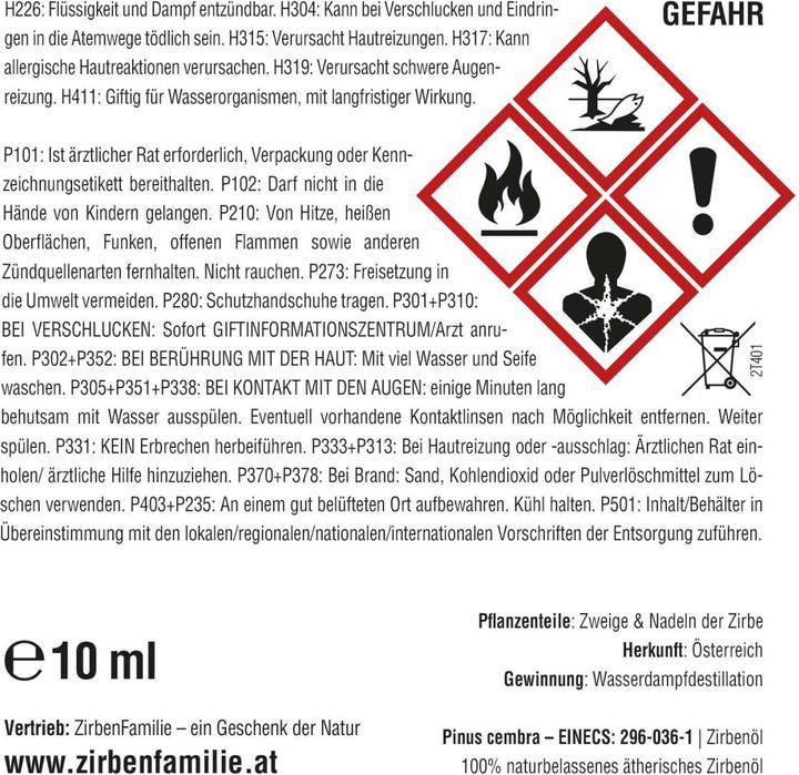 Image du produit ZirbenFamilie Cube d'arolle Orignal Premium (10 ml)