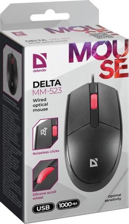 Produktbild Defender Maus Kabelgebundene Maus DELTA MM-523 1000 dpi klicklos, leise (Kabelgebunden)