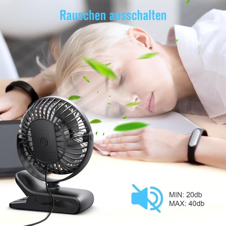 Actual product image Honyin Mini-Ventilator mit Clip (40 dB)
