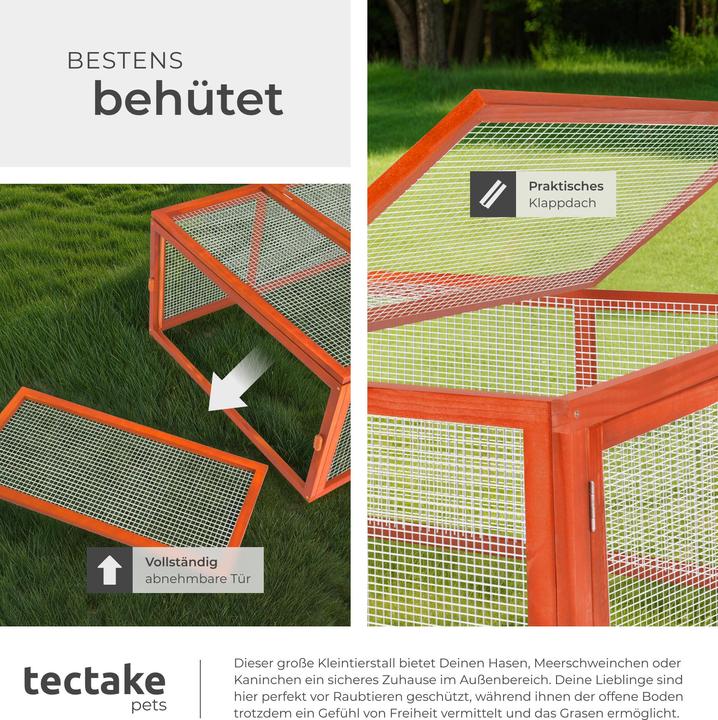Actual product image tectake Kaninchenstall mit 4 Türen 181x90x48cm