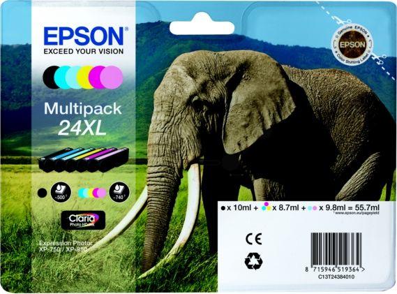 Actual product image Epson Ink Cart/24XL Elphnt BK/CY/MG/YL/LCY/LMG (M, FC, C, Y, LC, LM)