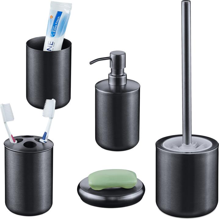 Actual product image Relaxdays 5-Piece Bathroom Accessory Set