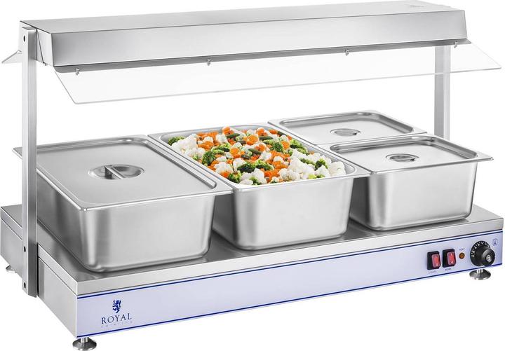 Royal Catering Warmhalteplatte Speisenwärmer Wärmetheke Buffetwärmer 2000 W 4 Halogenlampen