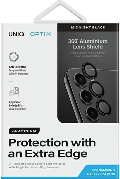 Produktbild Uniq Optix Aluminium Camera Lens Protector Sam S24+ S926 midnight black szkło na obiektyw aparatu z (1 Stück, Samsung Galaxy S24+)