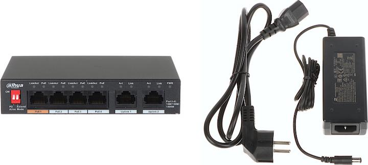Actual product image Dahua PoE switch PFS3006-4GT-60-V2 unmanaged (4 Ports)
