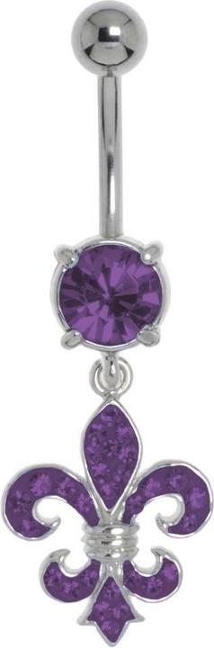 Image du produit Bijouteria Piercing nombril (Laiton rhodié, Acier chirurgical 316L, Cristallin)