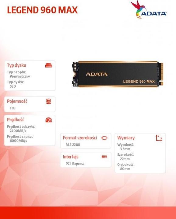 Actual product image Adata Legend 960 Max (1000 GB, M.2 2280)