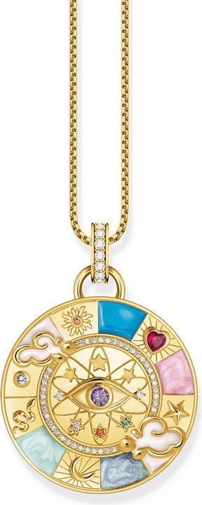 Image du produit Thomas Sabo Pendentif Roue de la fortune doré avec symboles cosmiques (Argent 925, Émail)