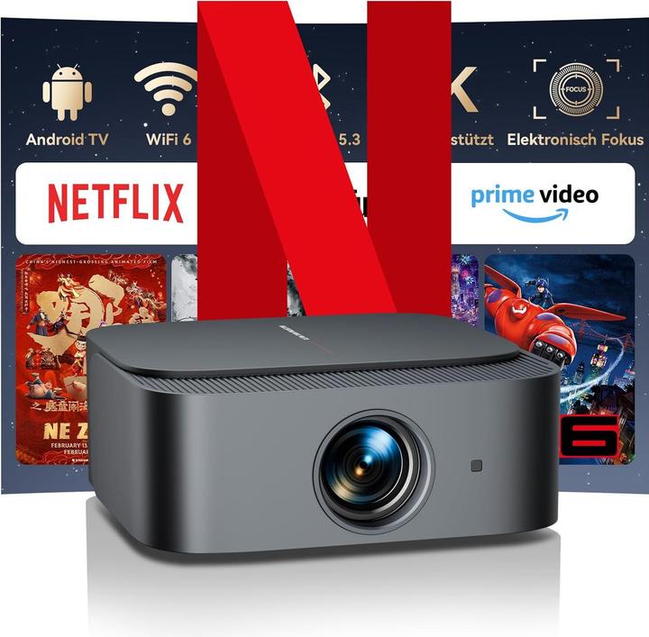 Actual product image Zoomcat 4K Smart Beamer mit Netflix, Smart Android TV & WiFi-Bluetooth (800 lm)