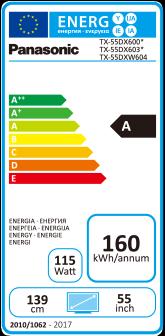 Energy Label Panasonic Tx-55dxw604 (55", LCD, 4K)