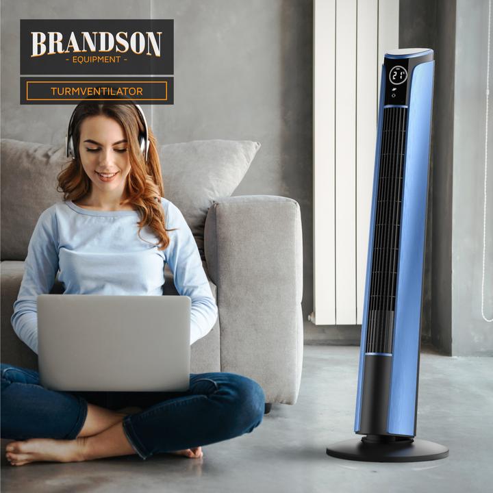 Produktbild Brandson Turmventilator, Fernbedienung, Standventilator 108 cm, 10° neigbar, Oszillation, 4 Modi, blau (52 dB)