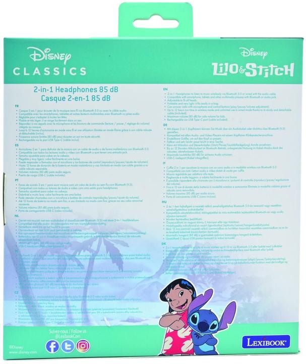 Image du produit Lexibook Casque Bluetooth/Câble 2 en 1 Stitch Bleu