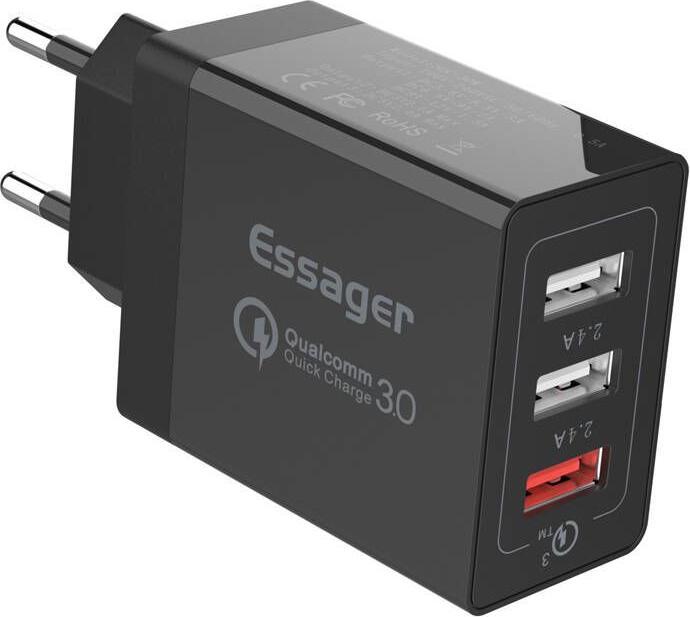 Image du produit Essager Wall charger ECTQC3-FBB01 3xUSB 30W (black) (30 W)