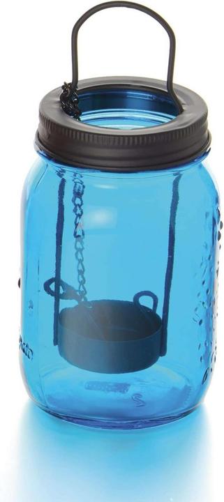 Balthasar Windlicht Glas mit Teelichteinsatz Blau (1 x, 20 x 9 x 9 cm)