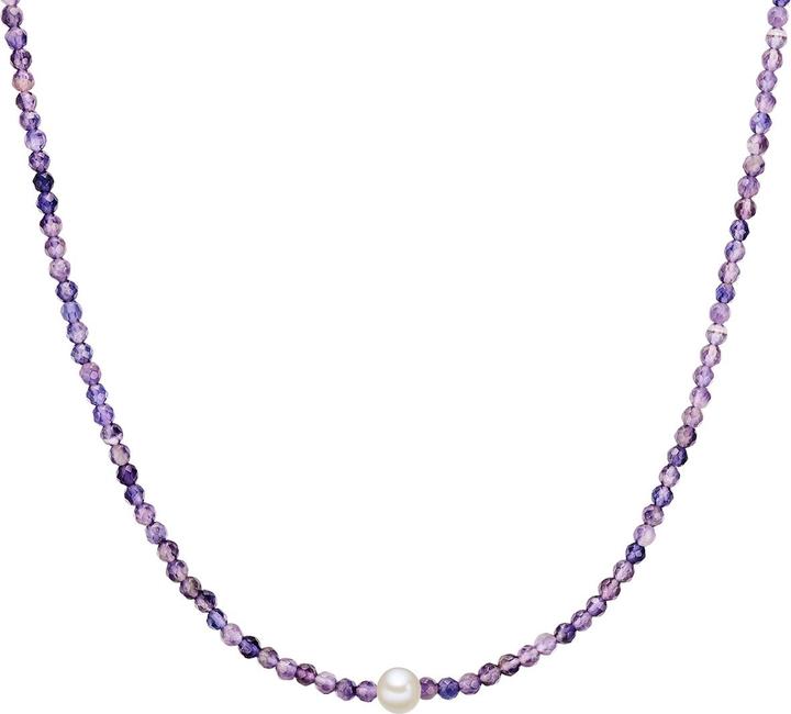 Valero Pearls Damen Sterling Silber Amethyst Süsswasser-Zuchtperle silber 40,0 cm Basiskette + 5,0 cm Verlängerung (Sterling Silber, 40 - 45 cm)