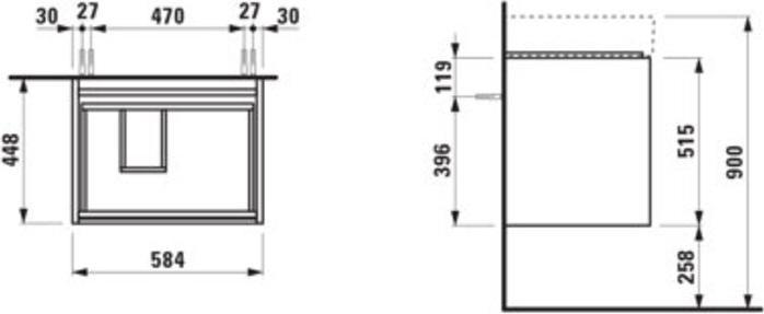 Produktbild Laufen Lani für Kartell Waschtischunterbau, 2 Schubladen, 585x450x515mm, zu H810334, H403932112 (58.5 x 45 x 58.5 cm)
