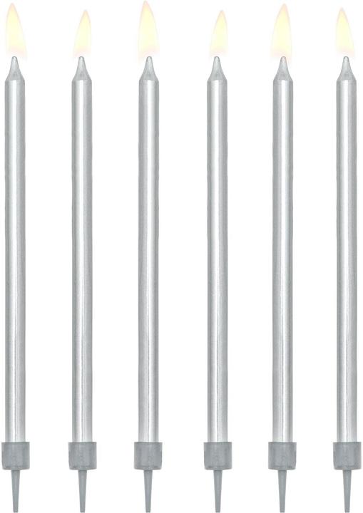 Produktbild Partydeco Geburtstagskerzen Silber 12,5cm 12 Stück (12 x)
