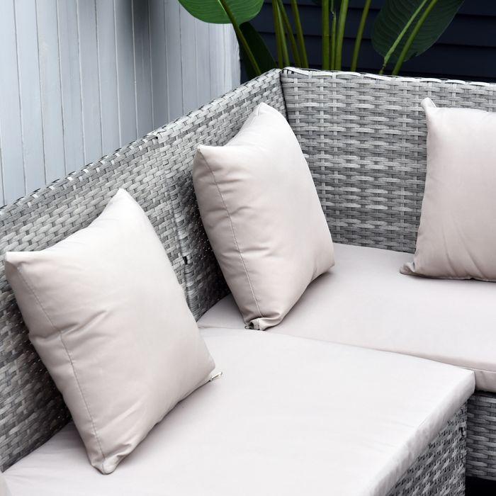 Immagine prodotto Swisshandel24 Set di mobili da giardino in rattan con poggiapiedi in metallo grigio 134 x 60 x 75 cm (125 cm)