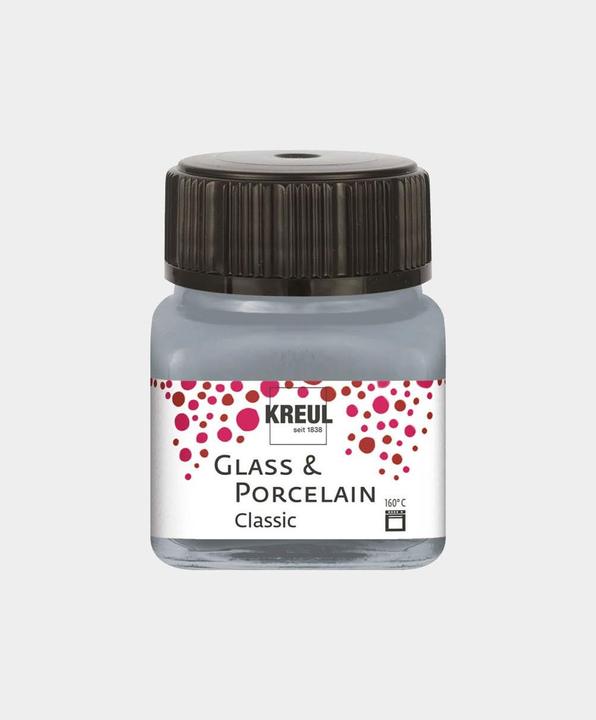 Productafbeelding Kreul Glas & Porselein Klassiek Metallic, porselein en glasverf (Metallic zilver, 20 ml)