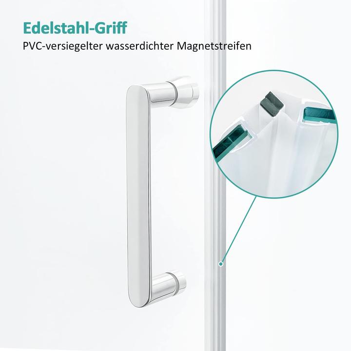 Produktbild Emke Duschkabine Viertelkreis 90x90cm Schiebetür Duschabtrennung Runddusche Duschtrennwand Glas, H190cm (90 cm, 90 cm, 195 cm)