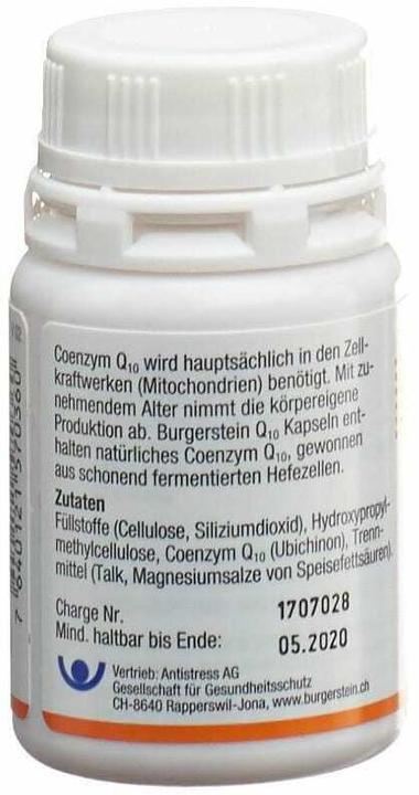 Valeurs nutritives et ingrédients Burgerstein coenzyme Q10 (60 pièce(s), Capsules, 115 g)