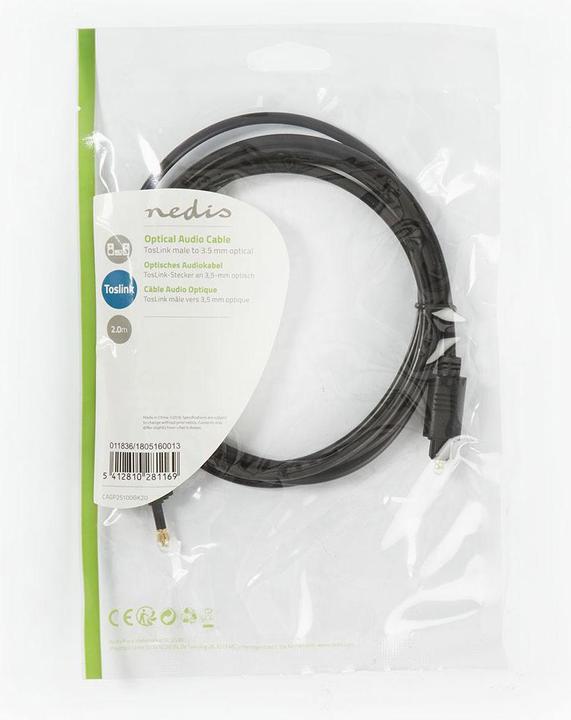 Productafbeelding Nedis Optische audiokabel TosLink stekker (2 m, TOSLINK)