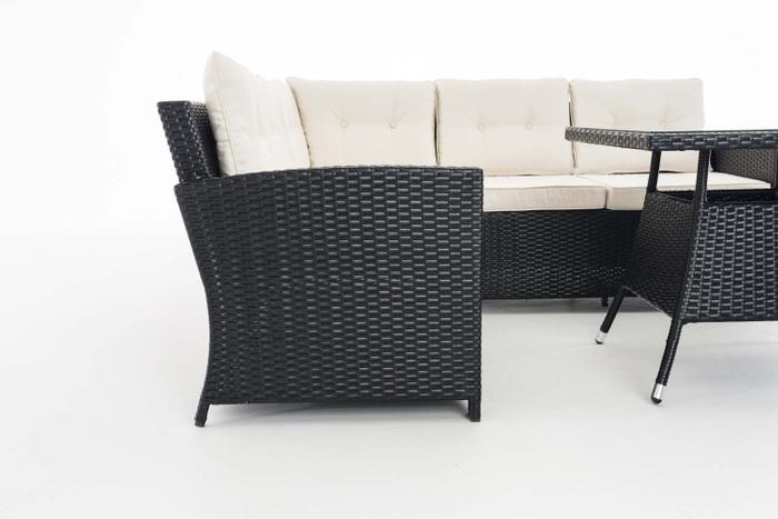 Immagine prodotto Swisshandel24 Set d'angolo Sierra piatto in rattan bianco crema, nero