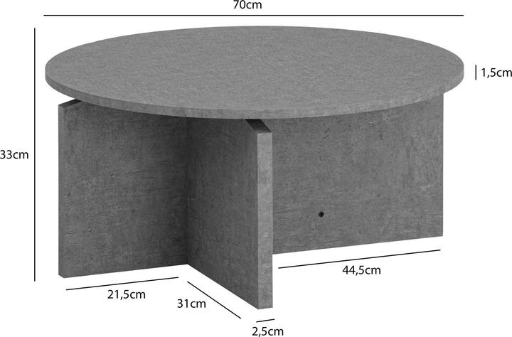 Actual product image FineBuy Couchtisch 70 cm Wohnzimmertisch Sofatisch Rund Gross Kaffeetisch Modern (70 x 70 x 33 cm)