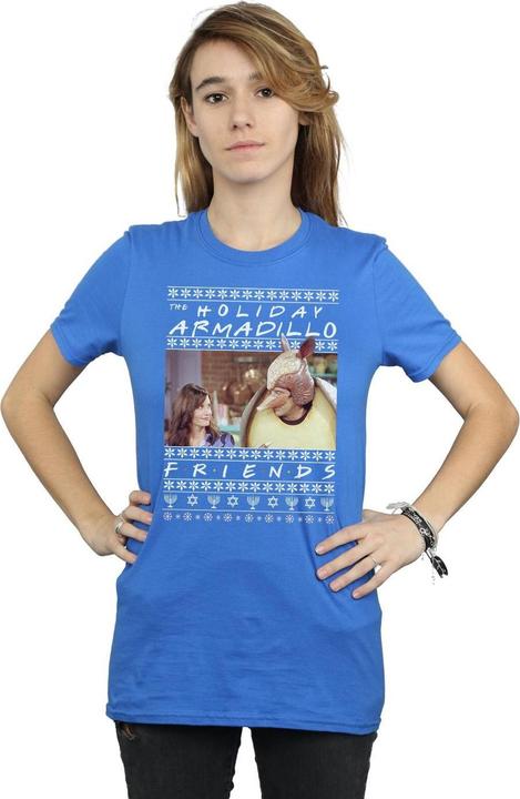 Actual product image Friends Womens/Ladies Fair Isle Holiday Armadillo Cotton Boyfriend T-Shirt (XL)