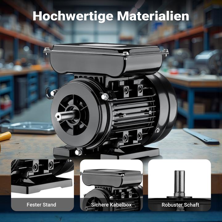 Produktbild Wiltec Elektromotor 1-phasig 4-polig Elektro Motor 1,5kW Einphasenmotor Motor