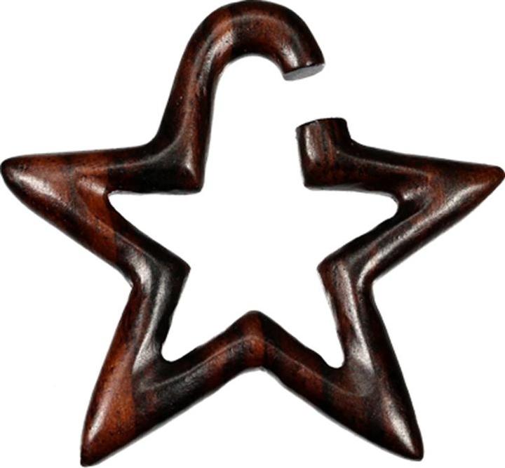 Actual product image Star Piercing Ear weight hook star made of Narra wood (without brass, Organic)