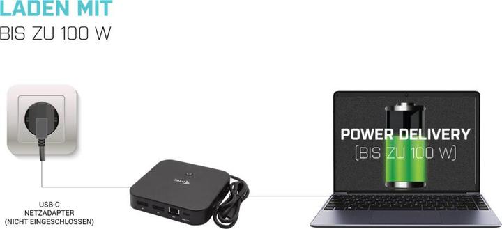 Immagine prodotto i-tec Dual DP USB-C Power Delivery 4k Dock (USB-C, 3 Porti)