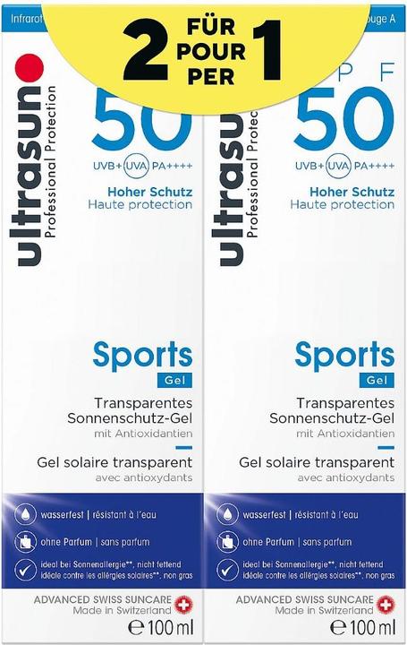 Energie-Label Ultrasun Sports Gel SPF 50 Duo 2x100ml (Sonnengel, SPF 50, 200 ml)