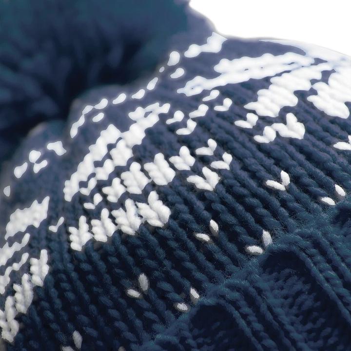 Actual product image Beechfield Knitted Hat With Pom Pom Snowflake Pattern (One size)