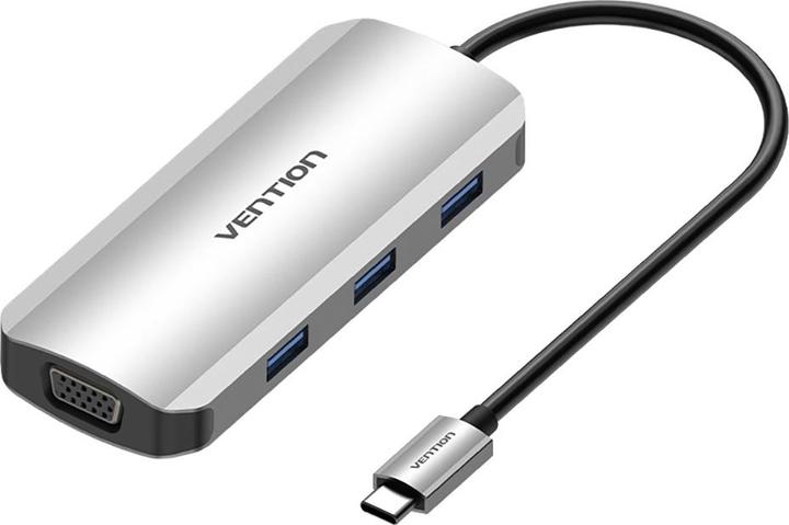 Immagine prodotto Vention Docking station USB-C per HDMI, VGA, 3x USB 3.0, PD 0,15m TOIHB (grigio) (USB-C, 4 Porti)
