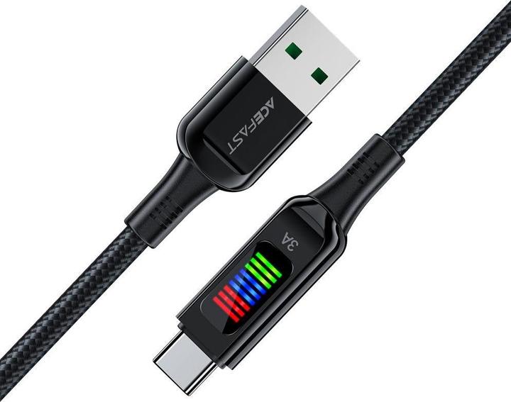 Image du produit Acefast Câble C7-04 USB-A USB-C 60W 1,2m avec écran - noir (1.20 m)
