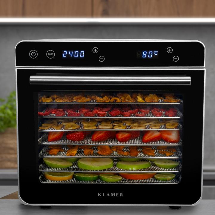Actual product image KLAMER Premium dehydrator XL 700W, 8 extra large stainless steel shelves
