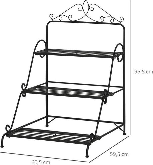 Actual product image Swisshandel24 Metal flower staircase 3 steps plant stand adjustable hanging height