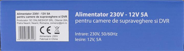 Produktbild PNI 230V - 12V 5A 60 Watt Netzteil für Überwachungskameras und DVR