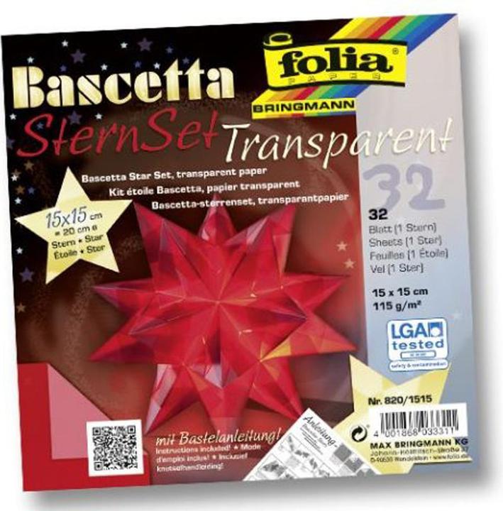 Produktbild Folia Faltblätter Bascetta-Stern midi rot (115 g/m², 1 x)