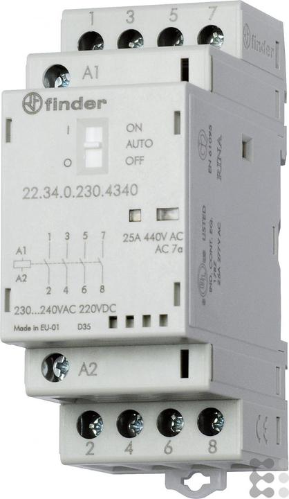 Actual product image Finder Installation contactor Series 22, 25 A 22.34.0.024.4340 4 NO contacts (30/110/220 V) 25/5/1 A