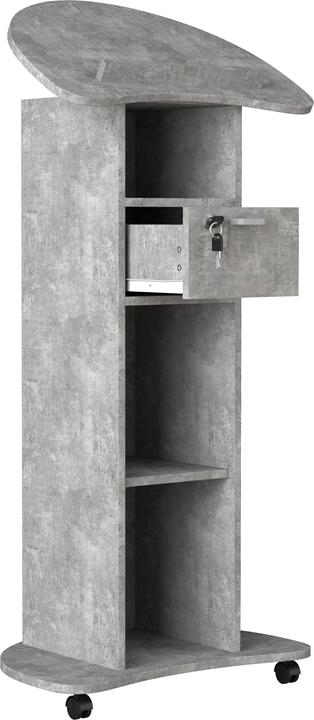 Image du produit VCM Pupitre en bois Pupitre d'orateur mobile Table haute sur roulettes Tiroir Redola (56 x 37 x 110 cm)