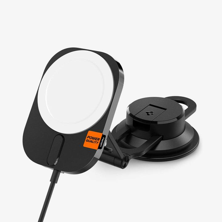 Actual product image Spigen car mount with charger ITM35W Onetap Pro 3 Magnetic Magsafe Dashboard Car Mount Wireless Char (15 W)