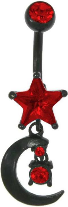 Actual product image Bijouteria Bellypiercing (Surgical steel 316L, Crystal, PVD coating (black))