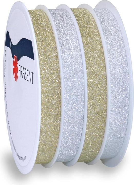 Produktbild Pattberg Geschenkband Poly Glitter 1 cm x 16 m, Gold (Geschenkband, 21 x)