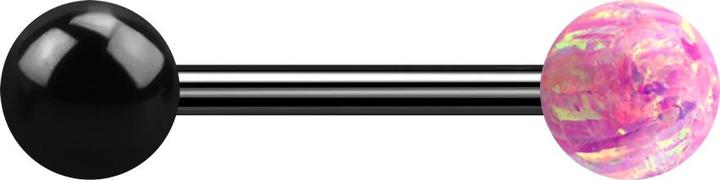 Produktbild Star Piercing Barbell schwarz mit Kugel und Kugel Opal pink (ohne Messing, Chirurgenstahl 316L)