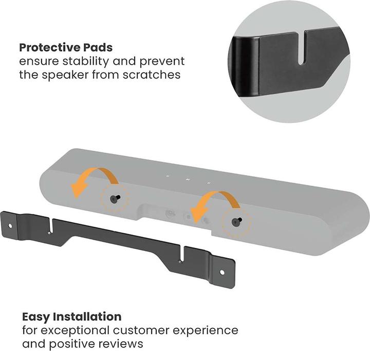 Produktbild Nedis Soundbar Halterung | Kompatibel mit: Sonos® Ray™ | Wand | 2 kg | Fest | ABS / Stahl | Schwarz (1 Stk., Wandmontage)