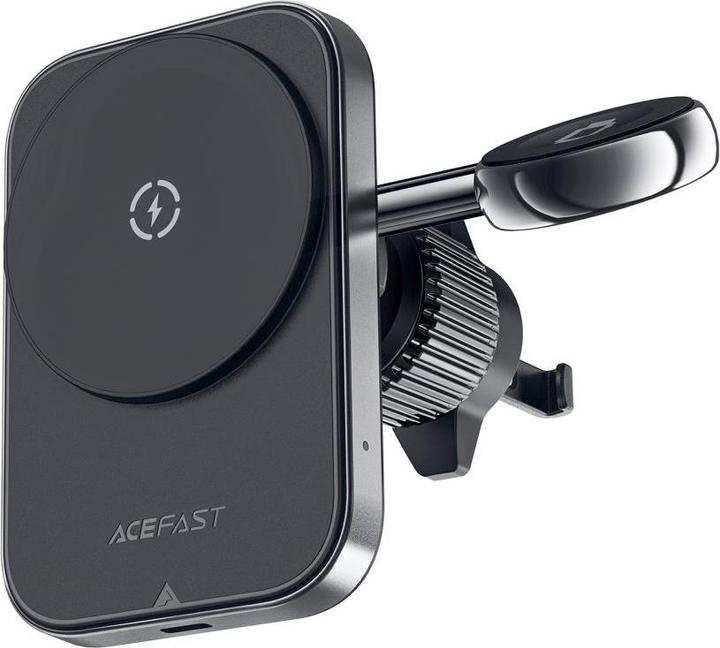 Actual product image Acefast D18 car holder with MagSafe / Qi inductive charger + USB-A USB-C cable - black
