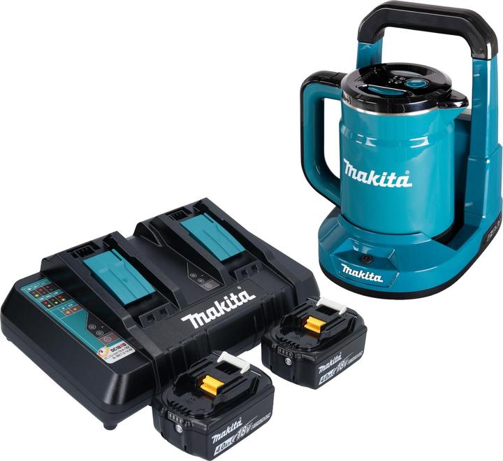 Actual product image Makita DKT 360 PM2 Rechargeable kettle 36 V ( 2x 18 V ) 0.8 L + 2x rechargeable battery 4.0 Ah + double (0.80 l)